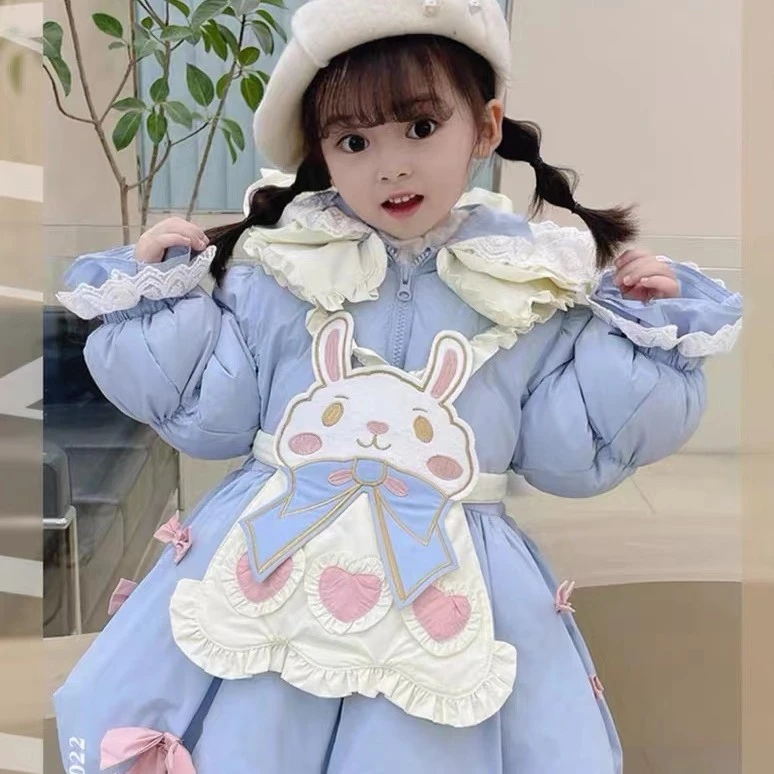 女宝宝洛丽塔风甜洋气羽绒服小兔子公主服加厚保暖冬装外套