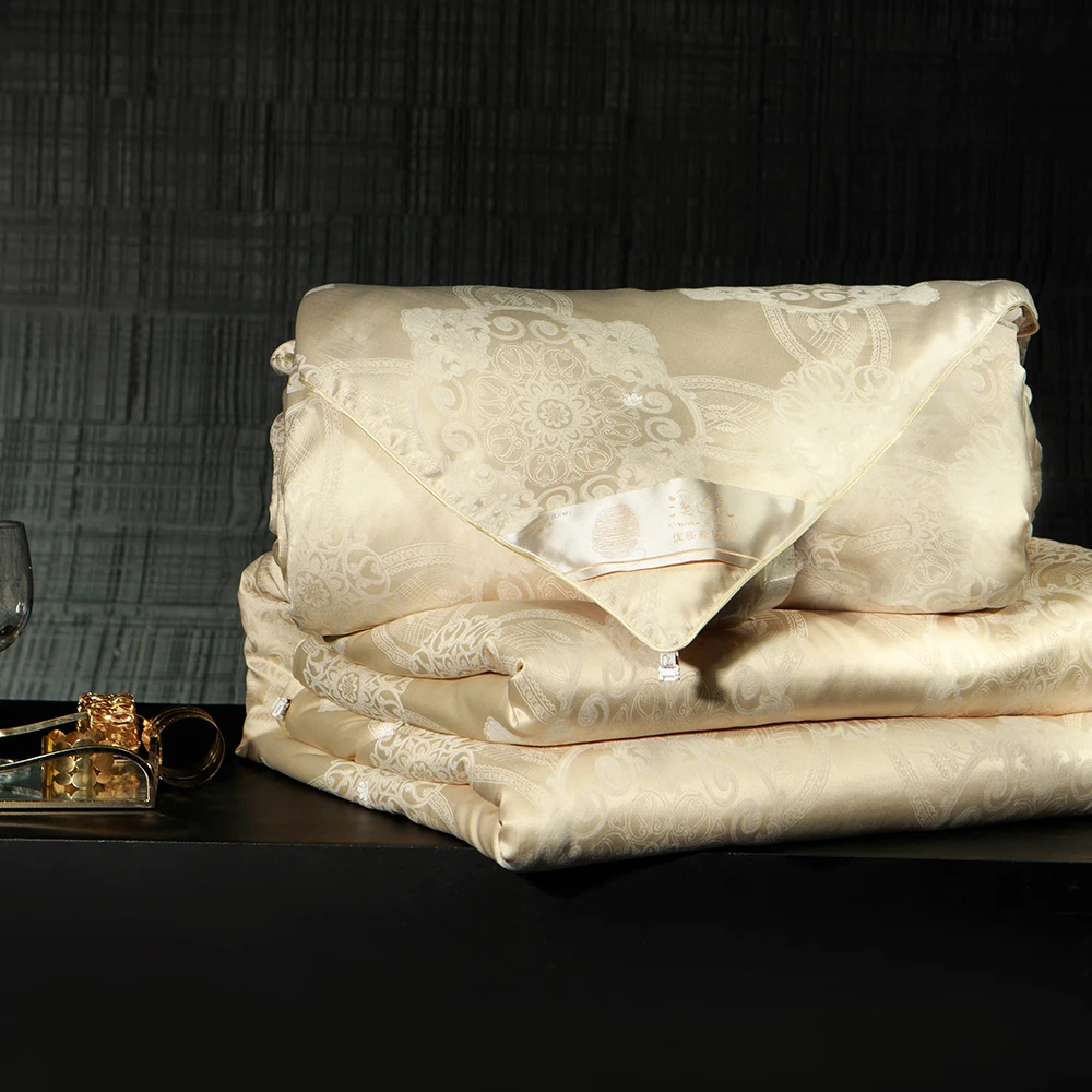 溪边花桑蚕丝被子母被二合一婚被天丝莱赛尔棉四季被加厚保暖冬被