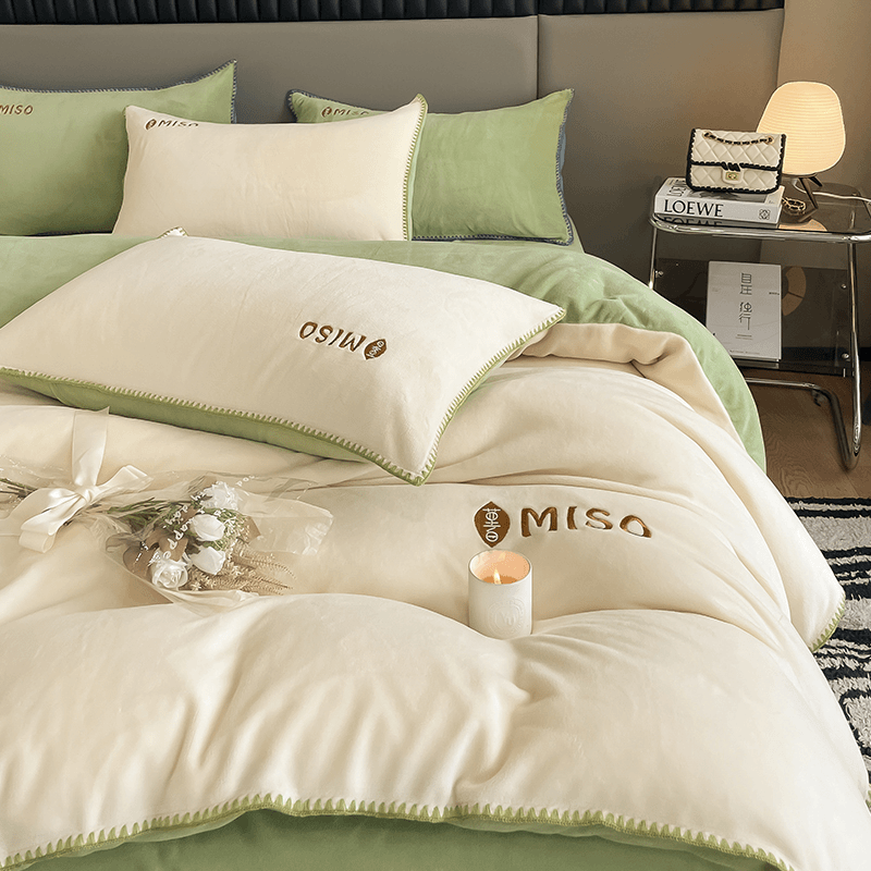 加厚牛奶绒四件套珊瑚绒床单被套法莱兰绒床上用品冬季双面绒套件