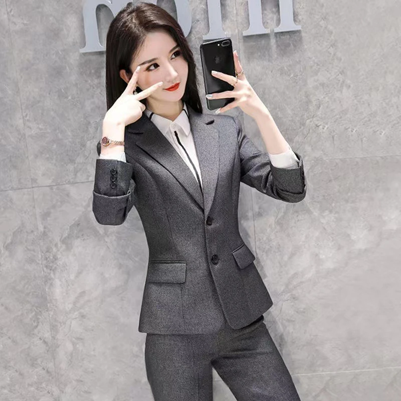 正装女套装大学生面试职业西装职场上班小个子西服黑色工作服外套