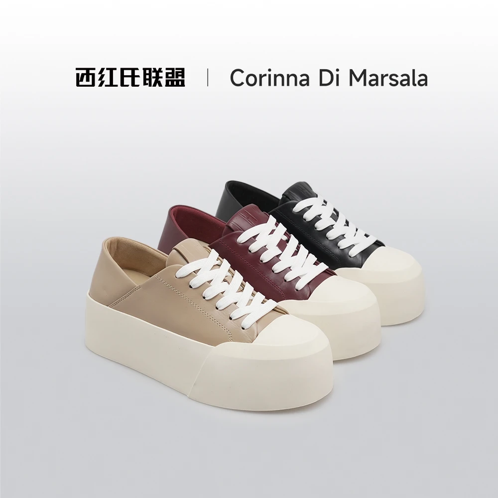 【西红氏联盟】胎牛皮厚底增高休闲百搭羊皮松糕休闲鞋X22721592-1
