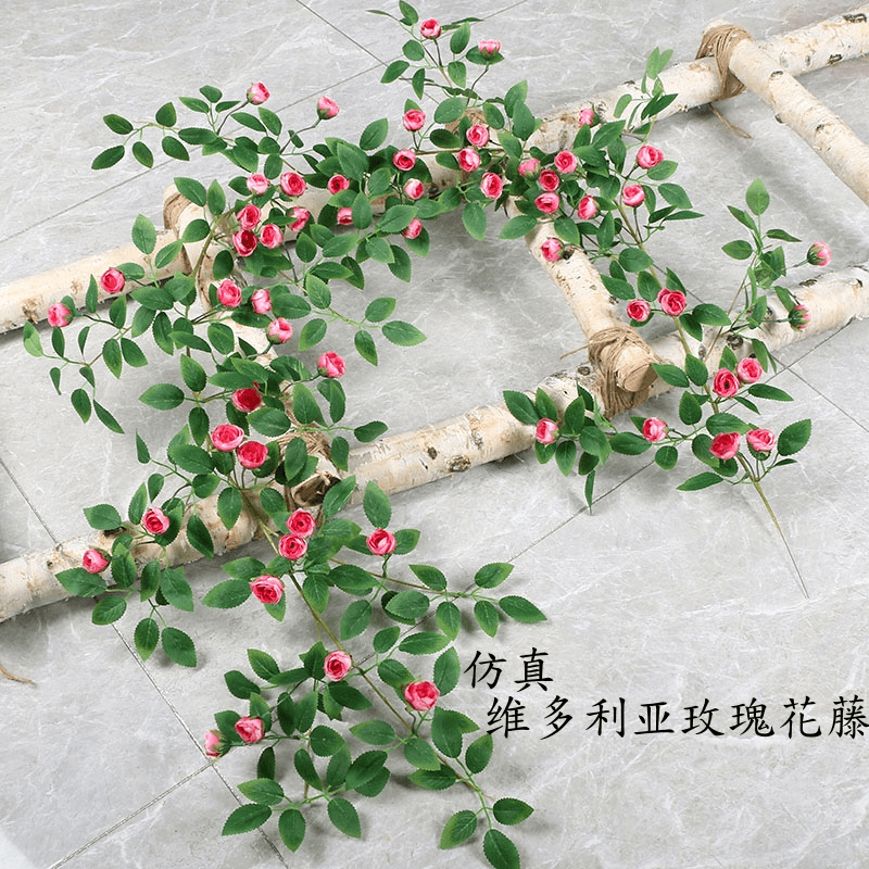 仿真玫瑰花藤条空调管道装饰花造型遮挡塑料藤蔓植物摆设吊顶墙面