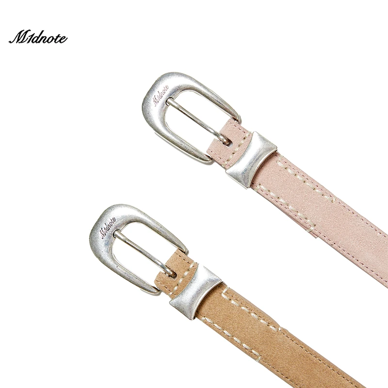 M1DNOTE米诺麂皮质感字母篆刻U型金属扣真皮腰带MDSS01045