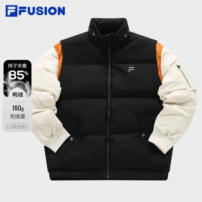 FILAFUSION潮牌羽绒服春季新款时尚休闲撞色立领外套 T11M413903F