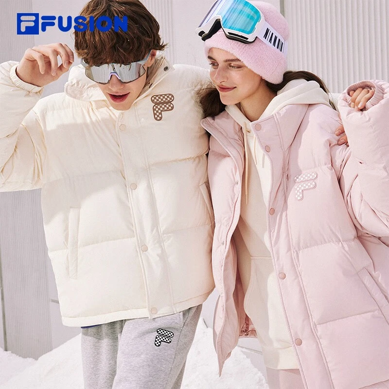 FILA FUSION2023冬休闲新款保暖时尚宽松情侣款羽绒服T11U343904F