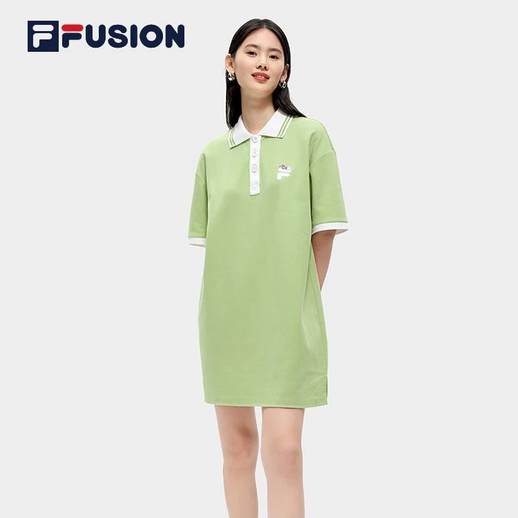 FUSION斐乐女子连衣裙夏时尚宽松简约POLO领连身裙T11W323314F