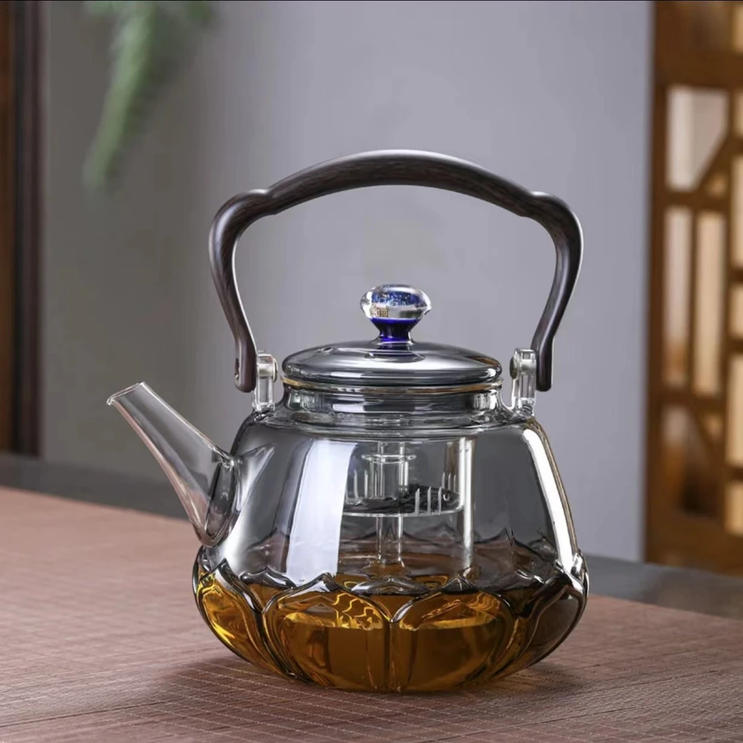 大容量加厚耐热玻璃星空莲花壶家用煮水泡茶壶复古手工煮茶壶