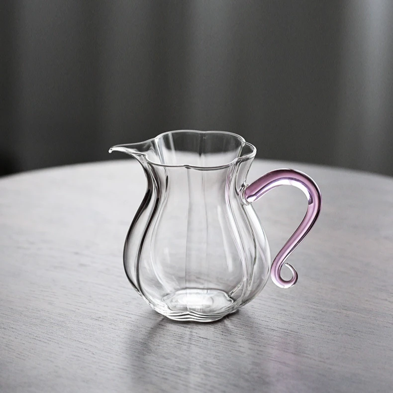 耐热玻璃花型公道杯洛神公杯家用简约创意手工高档公道杯分茶器