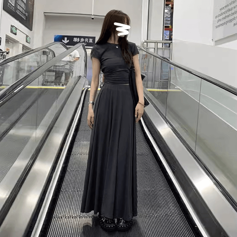 2024新款夏季女装冷淡系独特别致御姐风高级感连衣裙子两件套长裙