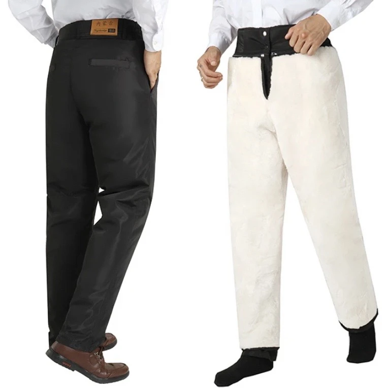 冬季皮毛一体羊皮裤中老年高腰户外御寒大码加绒真皮外穿羊羔绒