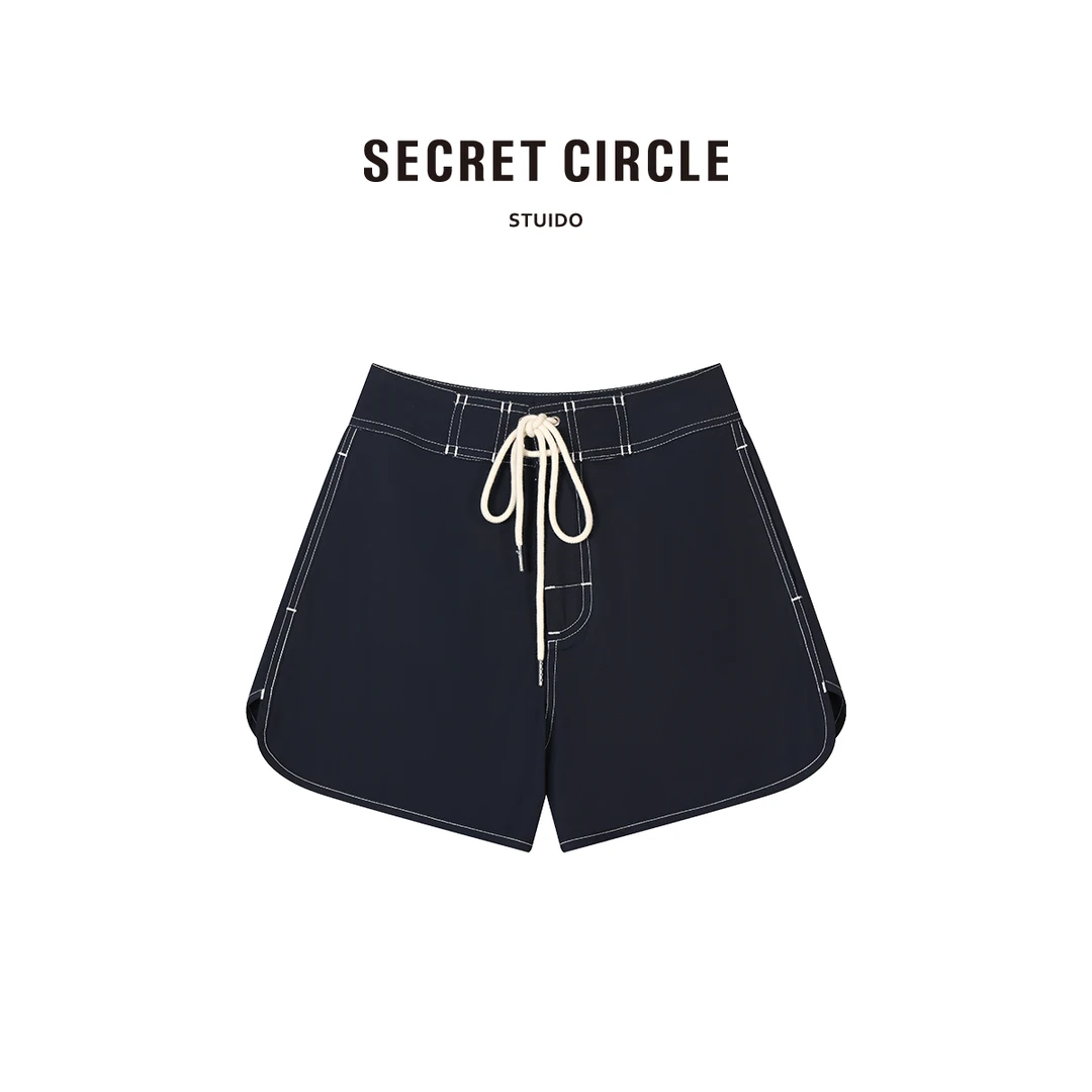SECRET CIRCLE·秘社 撞色明线下摆圆角设计设计感短裤18731