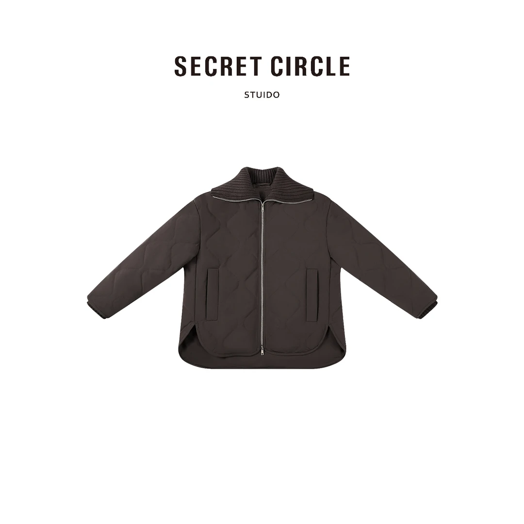 SECRET CIRCLE·秘社 秋冬螺纹领双头拉链休闲前短后长外套19810