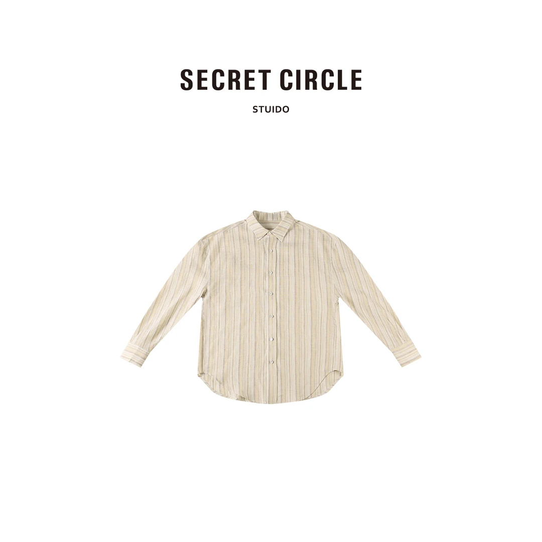 SECRET CIRCLE·秘社 通勤风条纹衬衣不规则下摆设计上衣18704