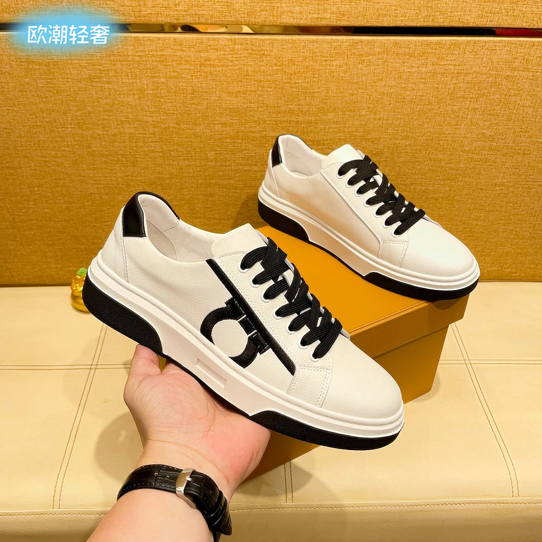 欧洲站新款轻奢小白鞋高档休闲板鞋高端男士上档次潮鞋透气时尚