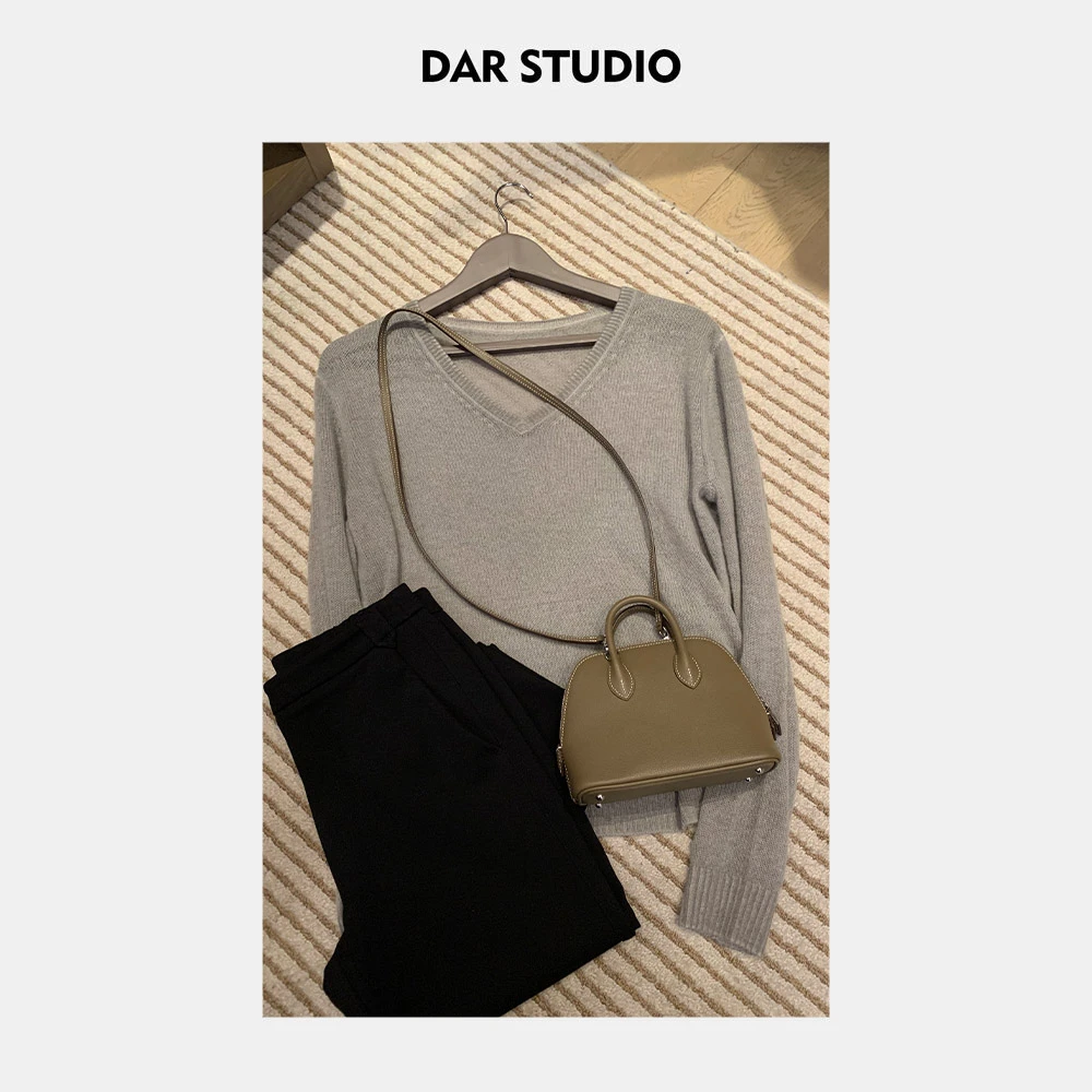 DAR STUDIO 粉标系列【V领羊绒衫】100羊绒秋冬新款V领套头高货毛衣