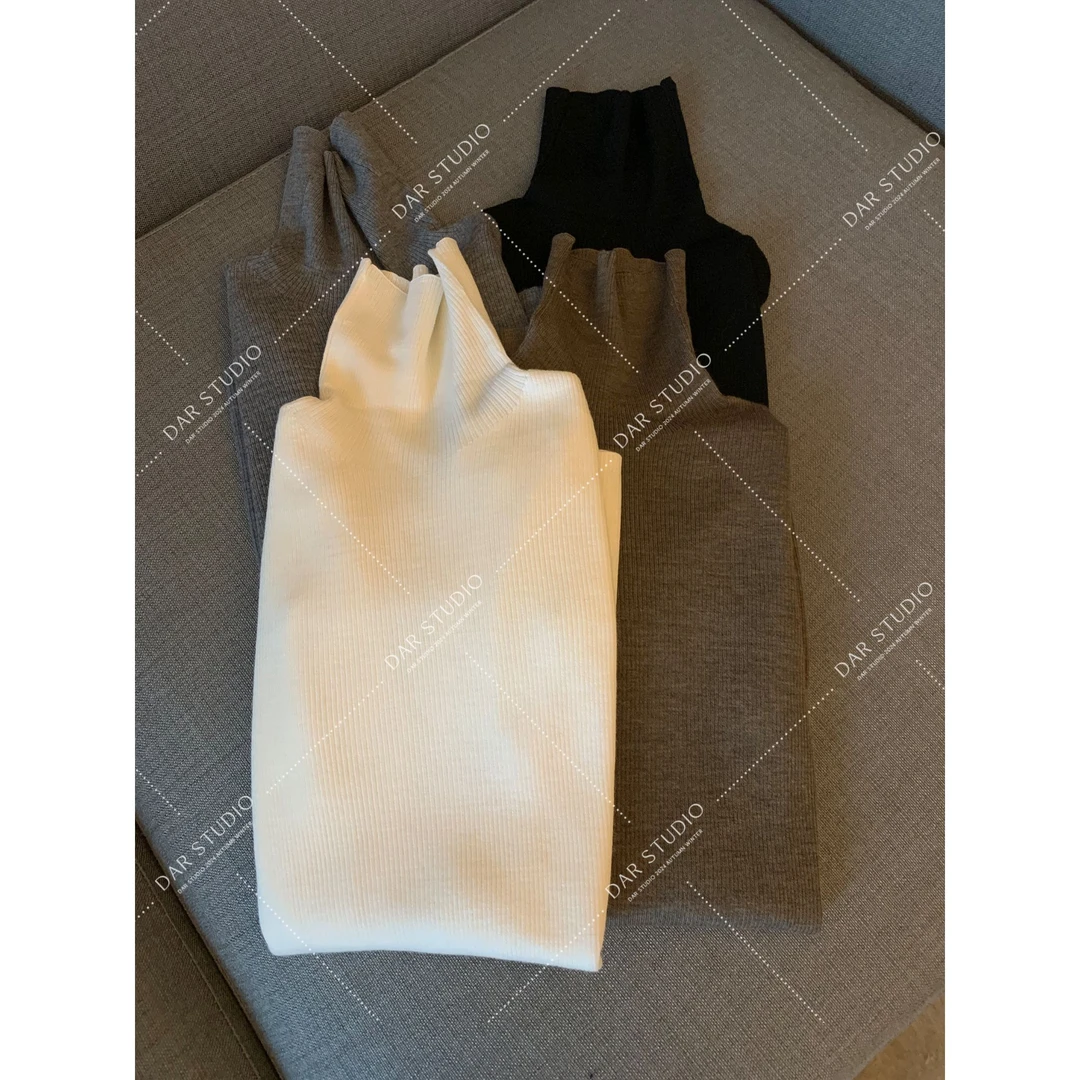 DAR STUDIO 【浪漫旋律】进口100美丽诺羊毛扬子纱简约休闲高领毛衣