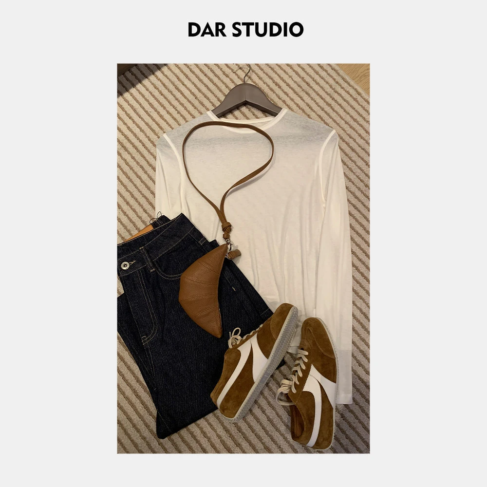 DAR STUDIO 【松弛周末】2025秋季新款天S羊M经典百搭长袖T恤24010