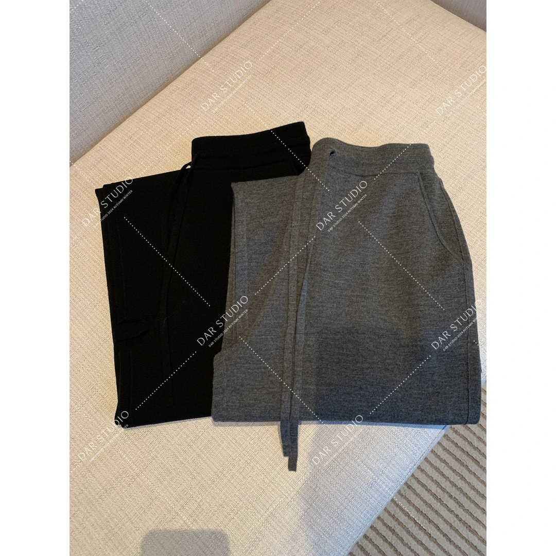 DAR STUDIO 高线【羊毛裤】2024四平针秋冬针织100美丽N羊休闲裤