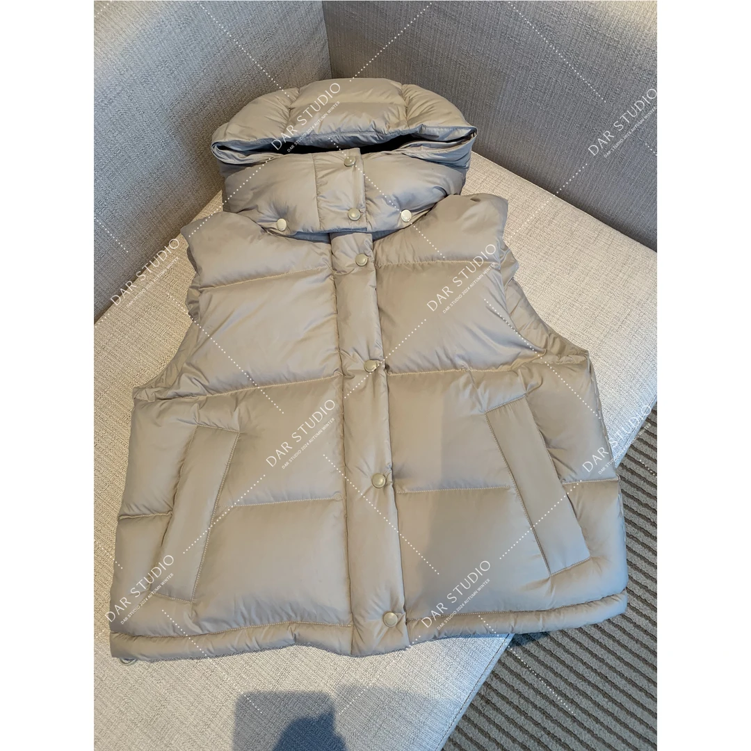 【136g】DAR STUDIO 【云朵马夹】90白鹅绒秋冬连帽休闲厚实羽绒马甲