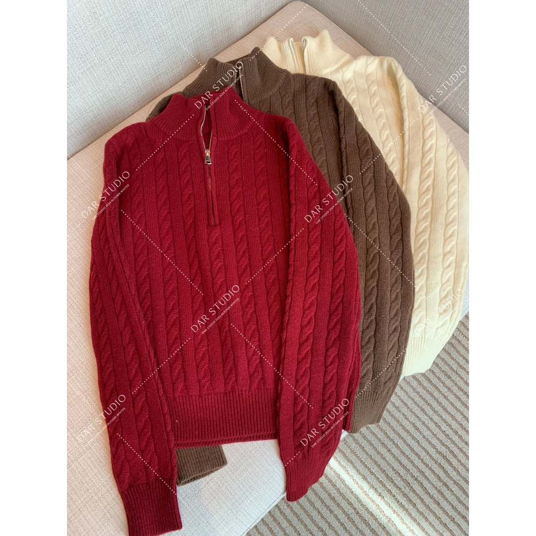 DAR STUDIO 深圳货【芬兰日落】50羊M秋冬立领开衫毛衣外套86094