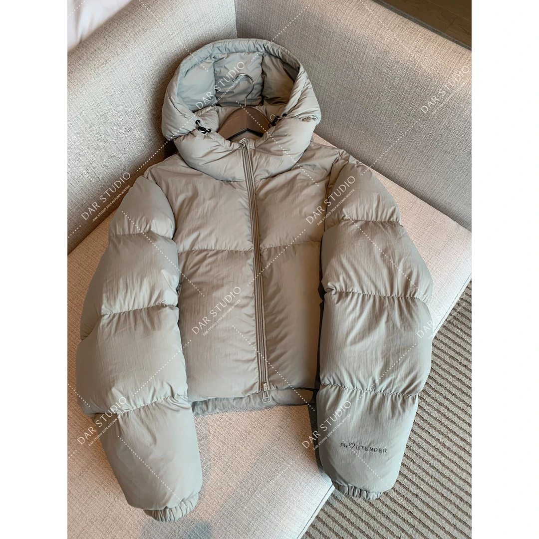 【186.9g】DAR STUDIO 【软软欧包】进口绒90白鹅绒短款连帽羽绒服