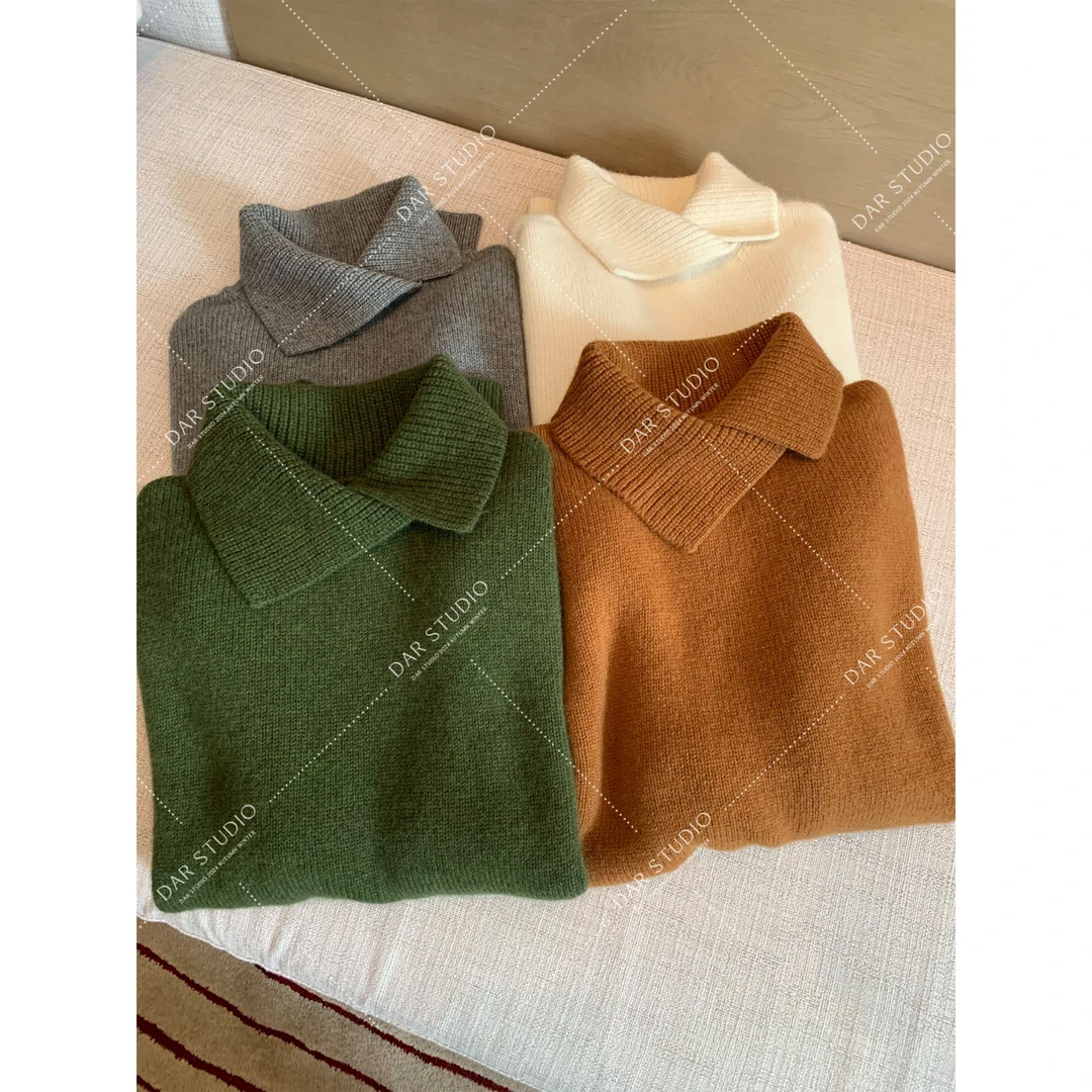 DAR STUDIO 【小暖炉毛衣】羊M山羊R混纺秋冬新款翻领毛衣 24136