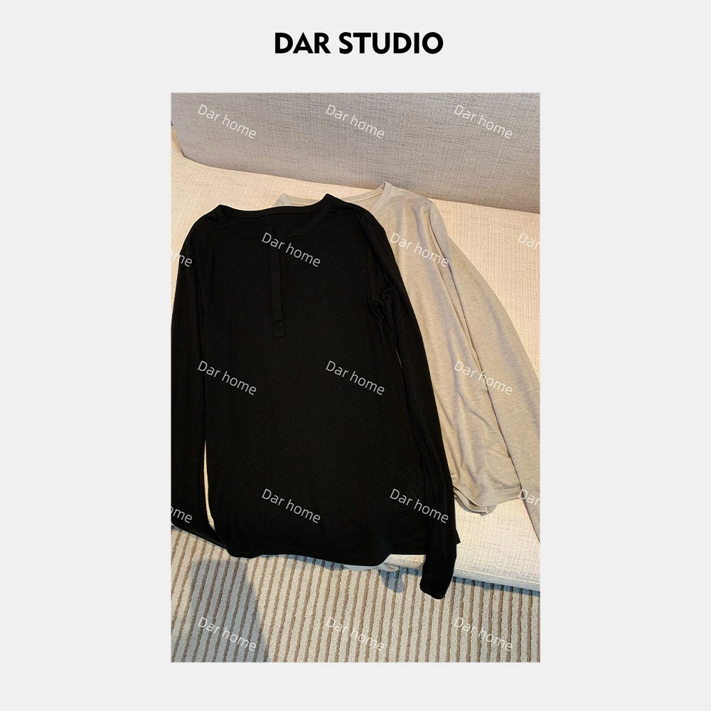 DAR STUDIO 深圳货【莫兰迪灰】天S羊M秋冬新款舒适百搭T恤 88118