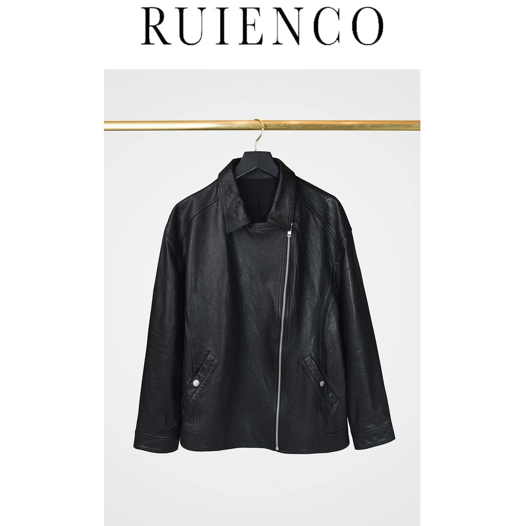 RuienCo.  限量黑标系列 奢感全植鞣皮机车夹克皮衣简约百搭外套