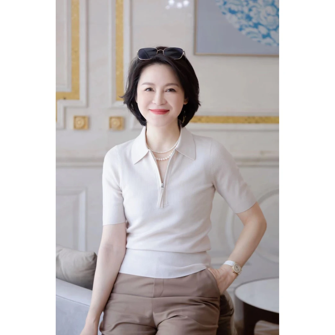 我是摩羯 夏日土耳其 坑条半拉链翻领羊毛桑蚕丝针织衫