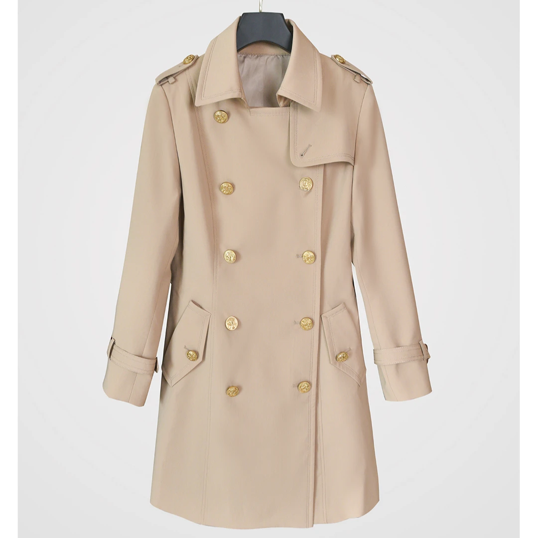 RuienCo. 伦敦画报 丹毛集团气质通勤双排扣高支羊毛秋风衣大衣