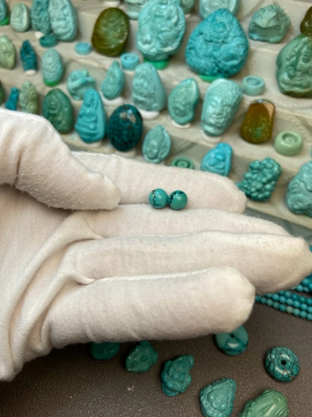 原矿绿松石对珠7加