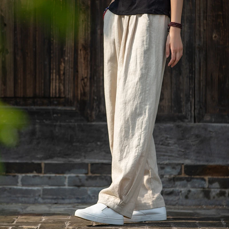棉麻女装24秋冬新款文艺砂洗宽松棉麻显瘦休闲长裤女式亚麻灯笼裤