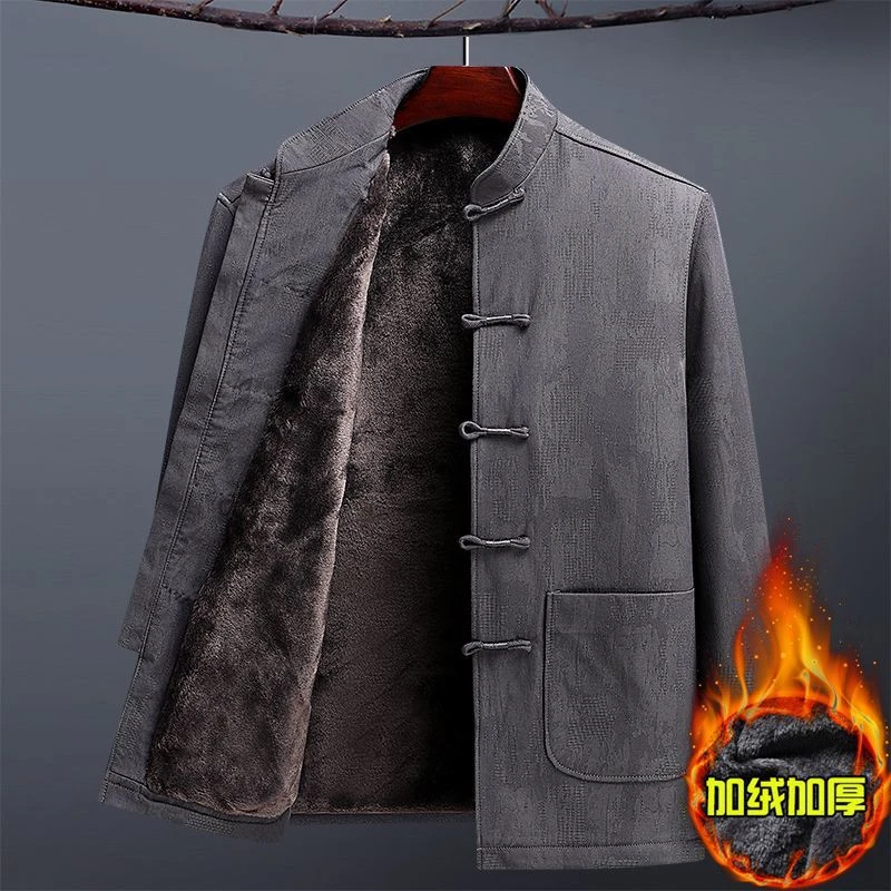 老年人唐装男士冬装爸爸棉衣爷爷过寿生日衣服中老年加绒棉袄外套