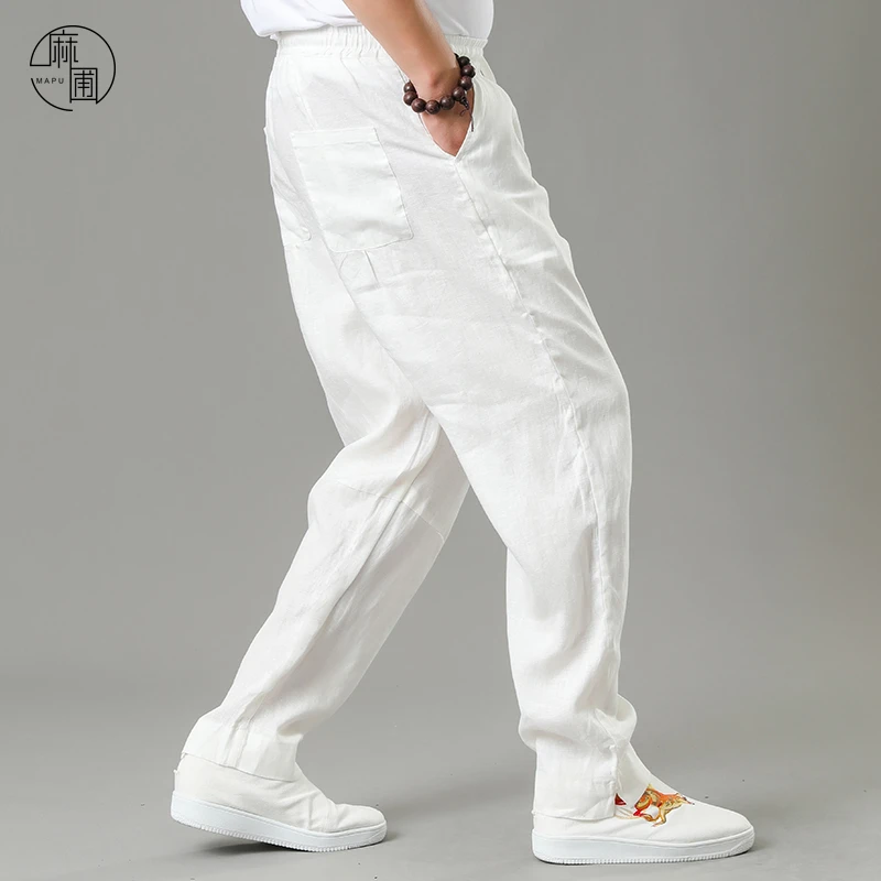 棉麻哥推荐-春夏百搭休闲裤男士亚麻休闲裤子宽松大码亚麻长裤
