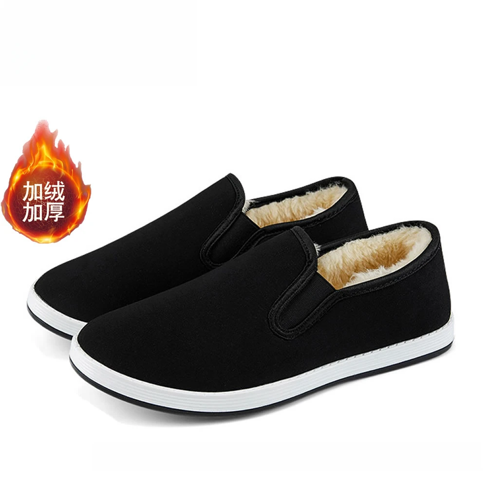 中式一脚蹬加厚爸爸棉鞋男款冬季加绒保暖绵绒毛软底老人棉鞋