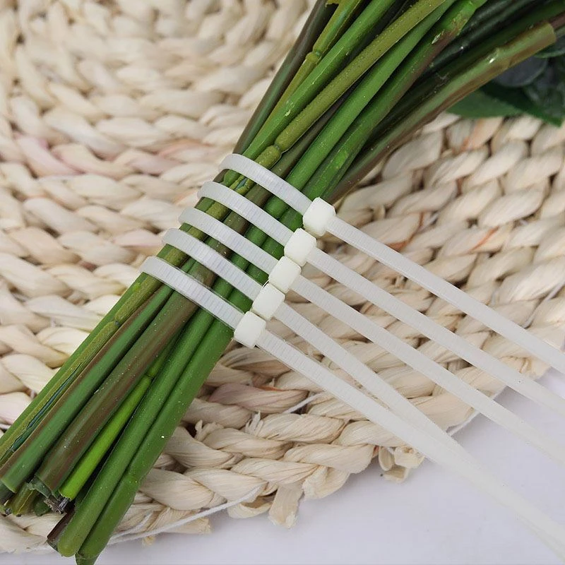 尼龙扎带扎线带制作鲜花艺塑料捆扎带线束带白色扎花捆花花店包装