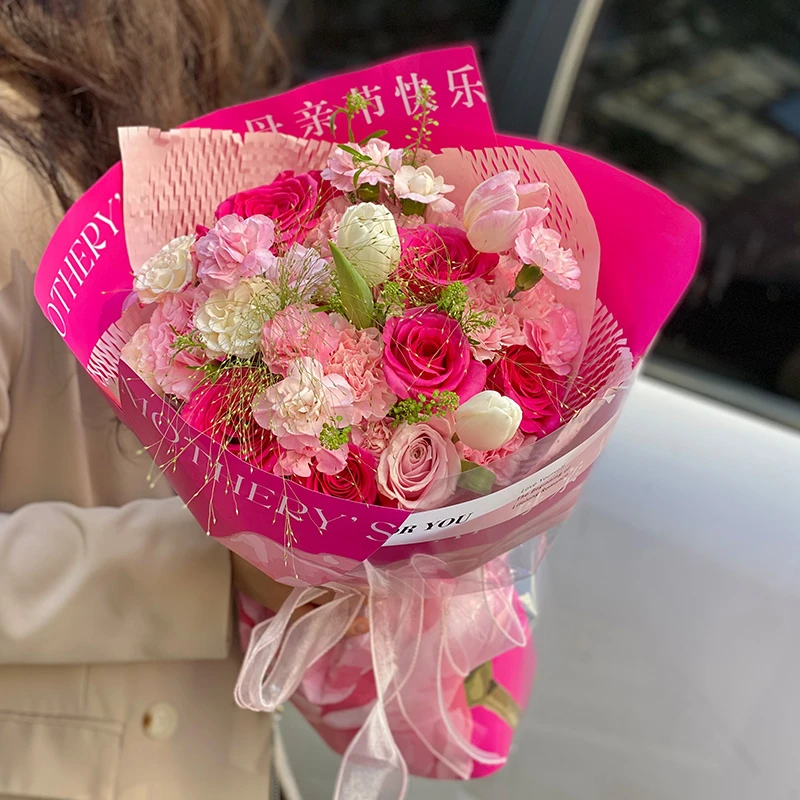 原创设计芍药系列鲜花花束包装纸海报纸包花纸