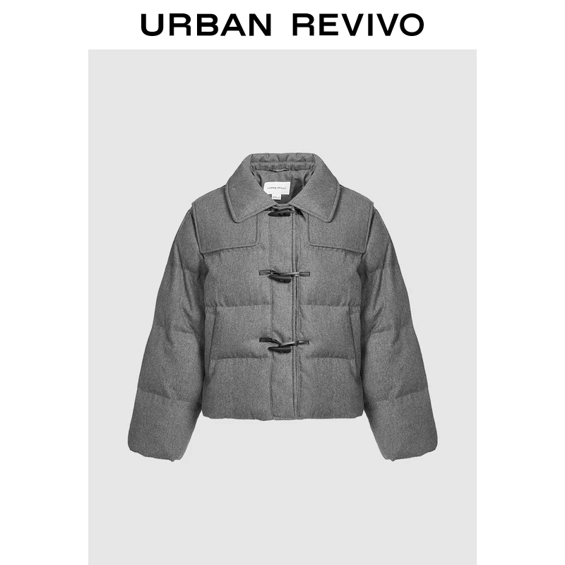 UR冬季新款女装时尚格雷系牛角扣棉服外套UYU140011