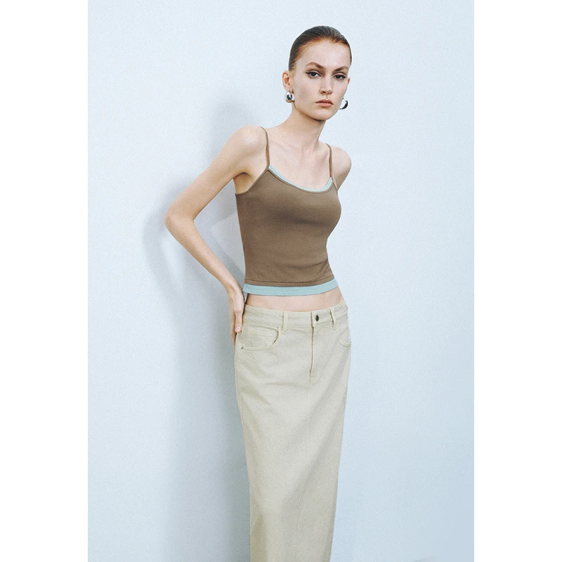 UR2024秋季新款女装辣妹风撞色叠层修身吊带针织衫UWG940212