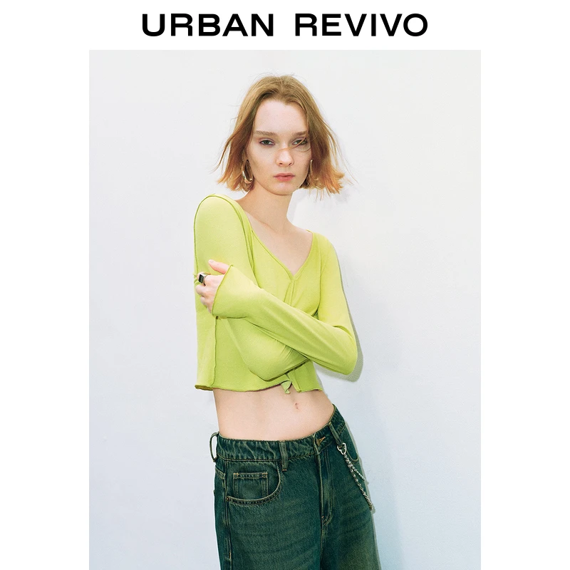 UR秋季新款女装时尚百搭气质修身显瘦V领外套UYY140024