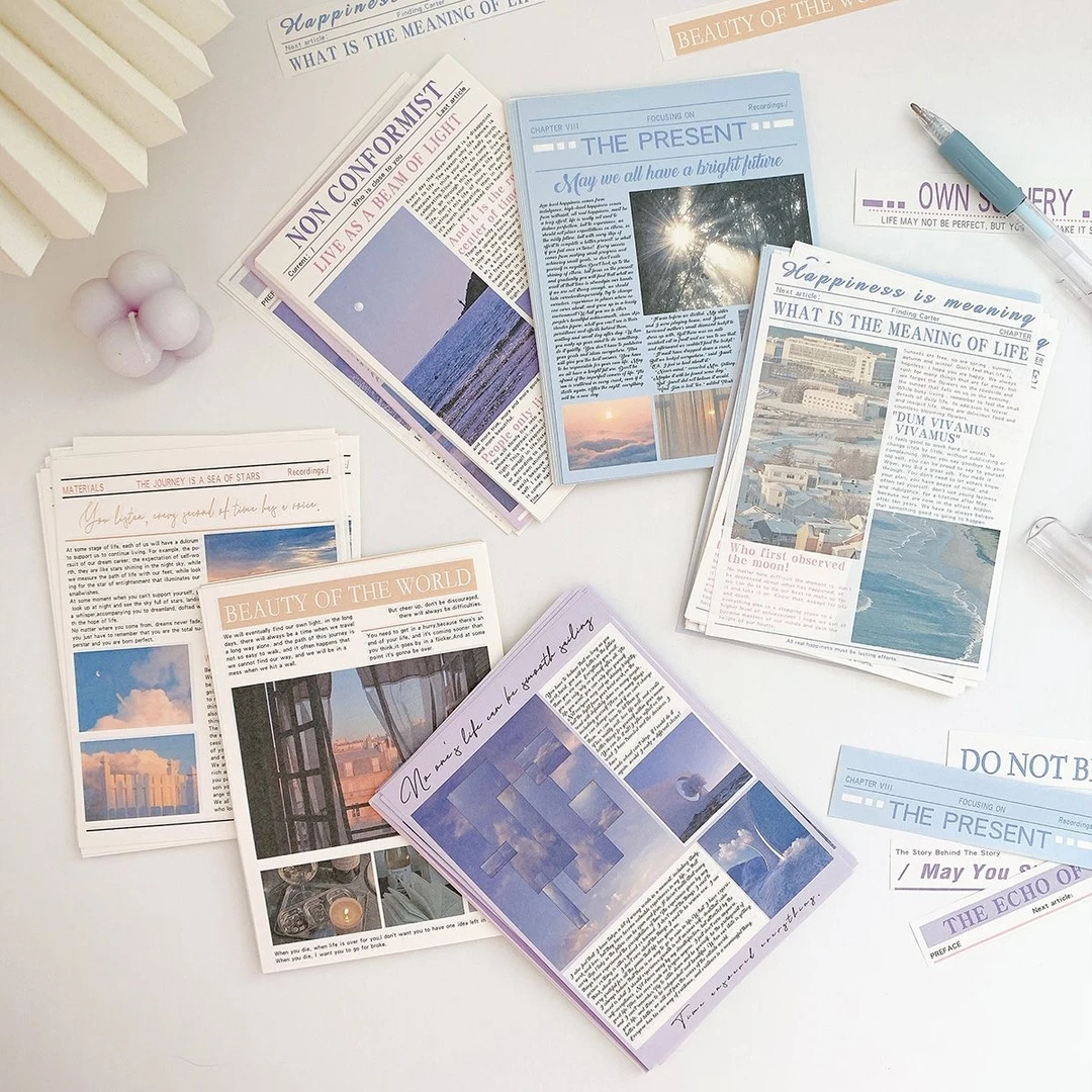 浪漫三部曲系列手账素材ins装饰纸墙贴盐系可撕无粘性背景便签纸