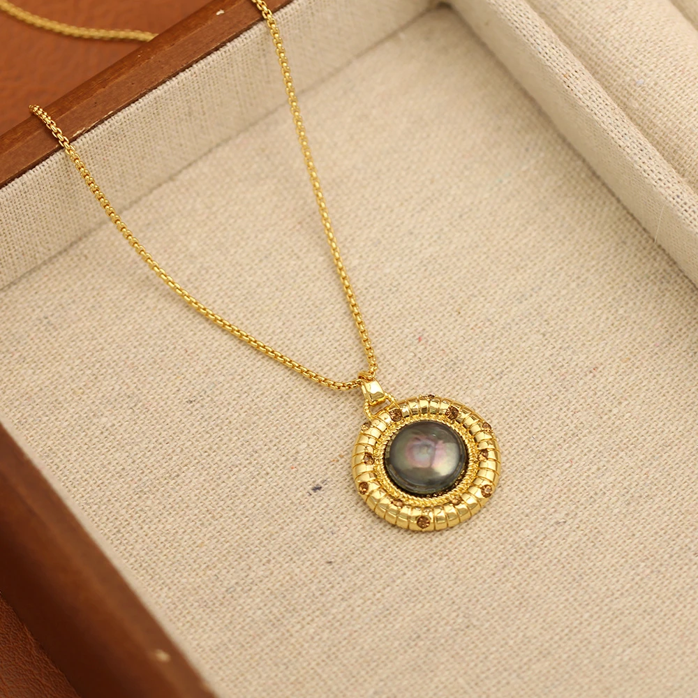 铜合金项链 【指尖星迹】镶嵌坠链金色项链（多样性发其一）