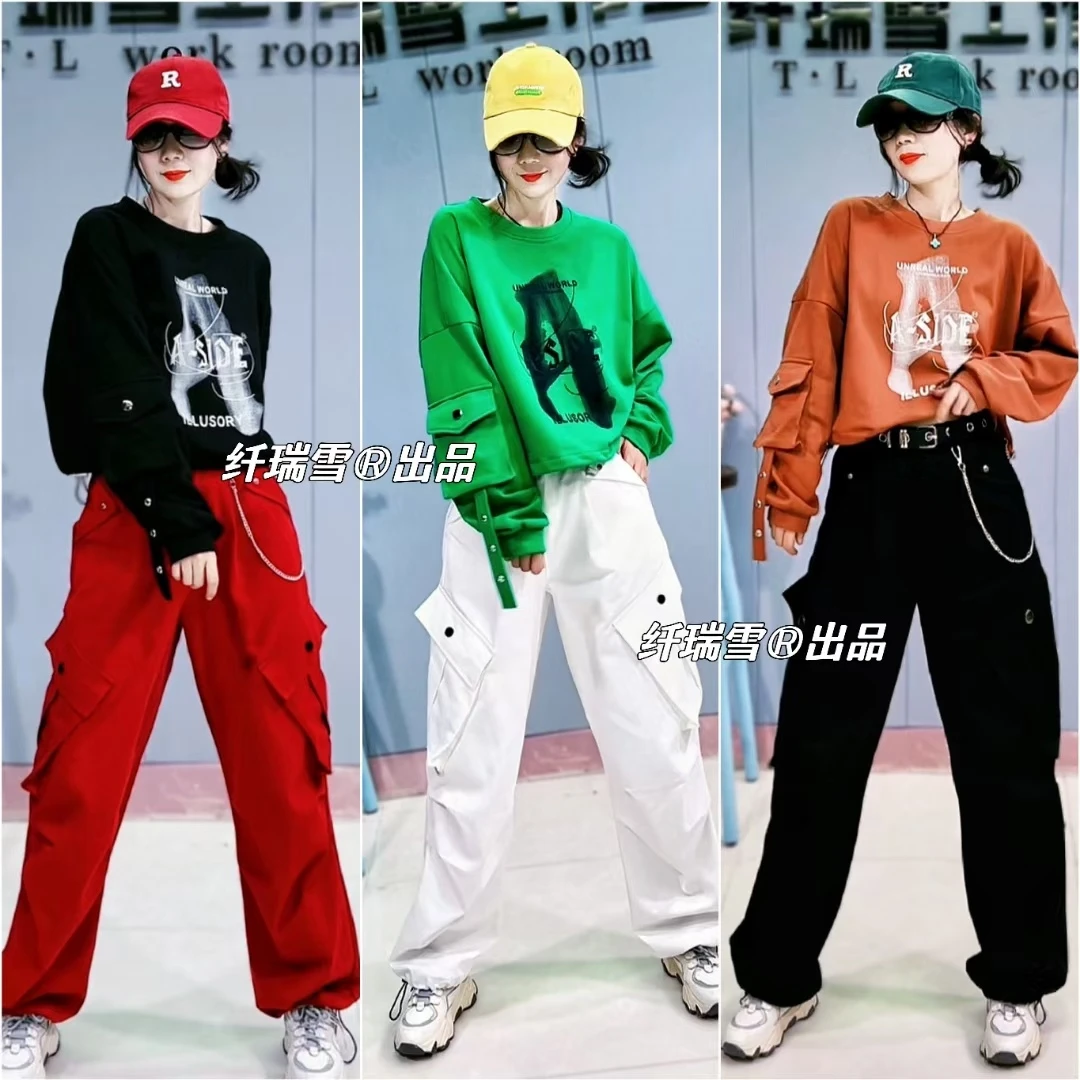 纤瑞雪正品346款时尚宽松抽绳短款卫衣+334款水洗棉工装裤