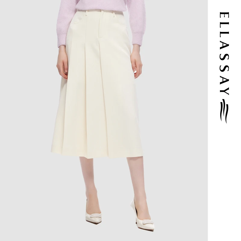 ELLASSAY歌力思秋冬新款高腰百褶显瘦半身裙女EWD353Q01300