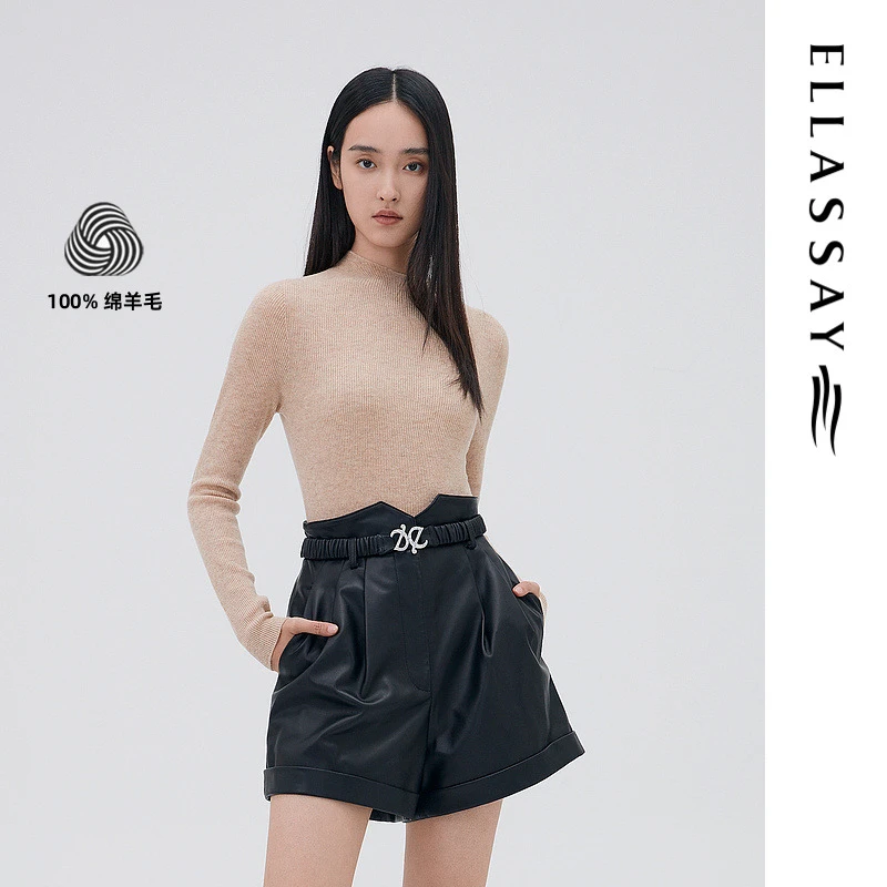 ELLASSAY/歌力思冬季新款软糯羊毛百搭经典高领打底毛衫百搭套头