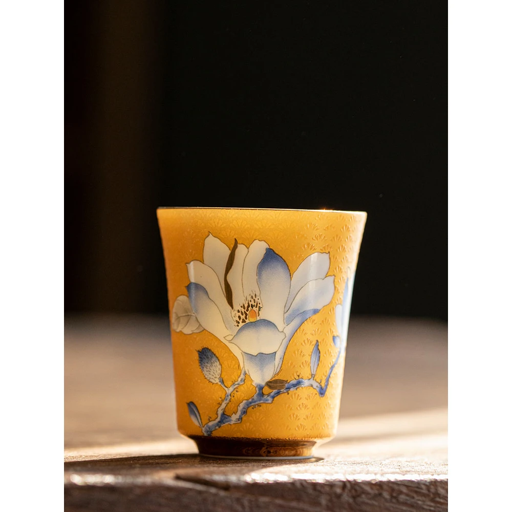 惠质金兰羊脂玉主人杯陶瓷单杯高档白瓷品茗杯喝茶个人专用茶杯子