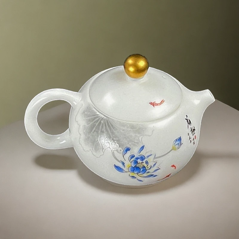 高档茶具白瓷家用荷花西施泡茶壶创意纯手工荷趣主人杯水壶水杯碗
