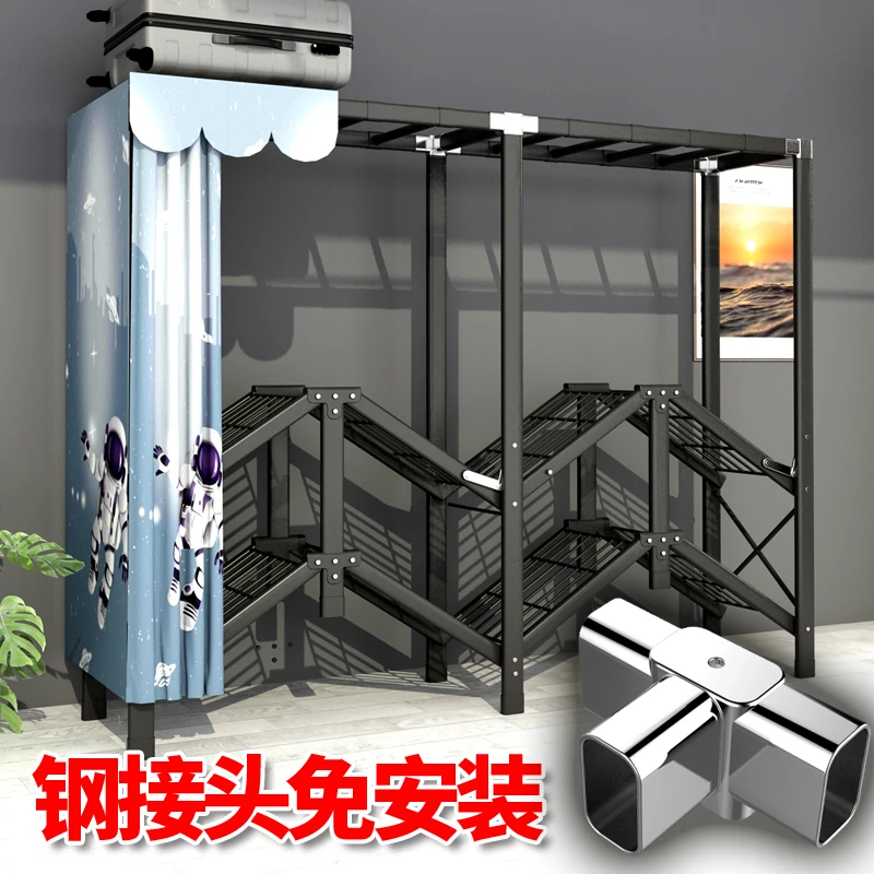 简易布衣柜免安装衣柜家用卧室折叠出租房结实耐用钢架收纳柜衣橱
