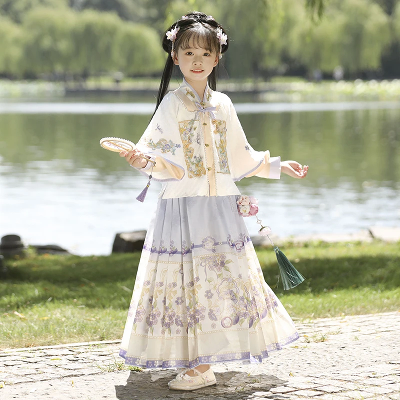 【紫鸢】中国风儿童汉服国风秋季女童明制两件套