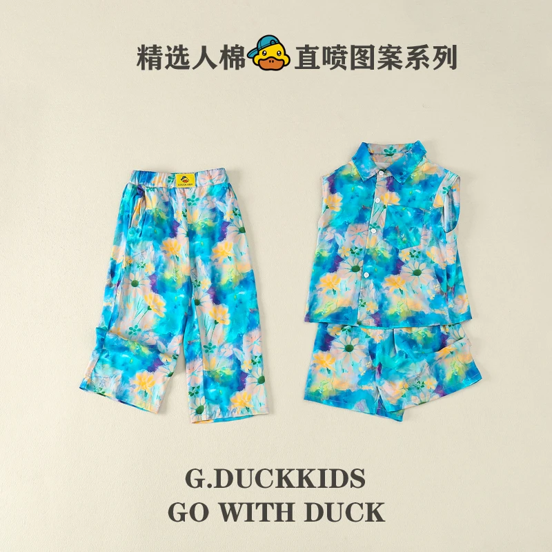 拍一发三小黄鸭男女童夏季夏季2024新款套装洋气三件套夏款潮